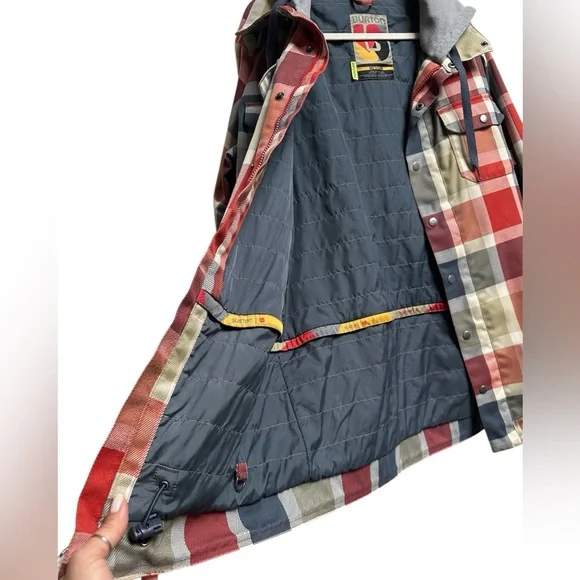 Burton Snowboard Multicolor Plaid Jacket with Hood - Picture 7 of 9